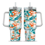 customized miami dolphins camo mashup aqua white curved tumbler best selling.webp