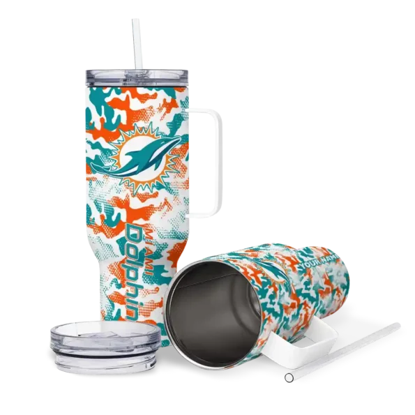 customized miami dolphins camo mashup aqua white curved tumbler high quality.webp