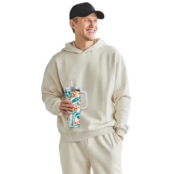 customized miami dolphins camo mashup aqua white curved tumbler top rated.webp