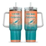 customized miami dolphins gradient dots aqua curved tumbler best selling.webp