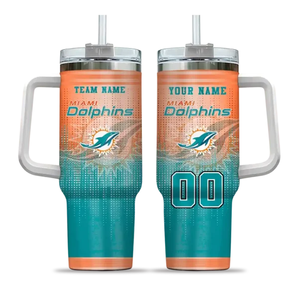 customized miami dolphins gradient dots aqua curved tumbler best selling.webp