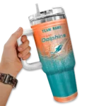 customized miami dolphins gradient dots aqua curved tumbler best selling.webp