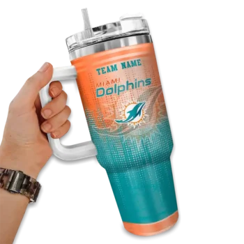 customized miami dolphins gradient dots aqua curved tumbler fashion forward.webp