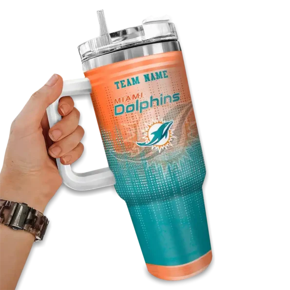 customized miami dolphins gradient dots aqua curved tumbler fashion forward.webp
