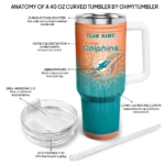 customized miami dolphins gradient dots aqua curved tumbler best selling.webp