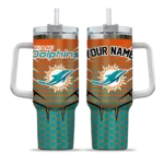 customized miami dolphins hex texture aqua curved tumbler best selling.webp
