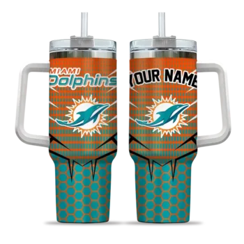 customized miami dolphins hex texture aqua curved tumbler best selling.webp