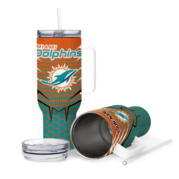 customized miami dolphins hex texture aqua curved tumbler high quality.webp