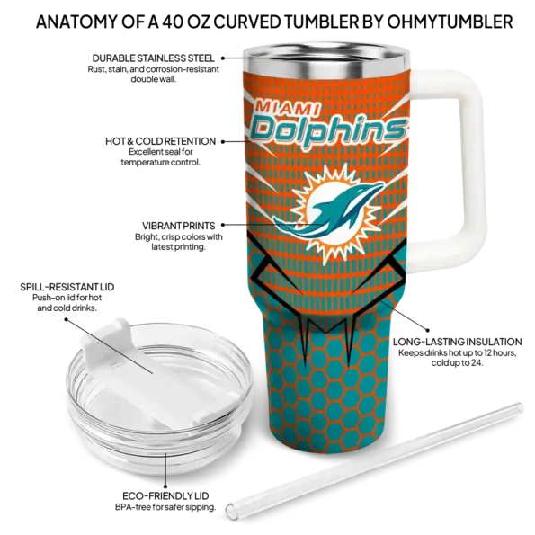 customized miami dolphins hex texture aqua curved tumbler new arrival.webp