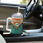 customized miami dolphins hex texture aqua curved tumbler best selling.webp