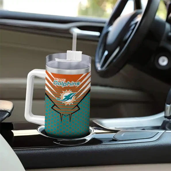 customized miami dolphins hex texture aqua curved tumbler trendy.webp
