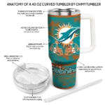 customized miami dolphins honey streaks aqua curved tumbler best selling.webp