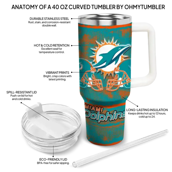 customized miami dolphins honey streaks aqua curved tumbler new arrival.webp