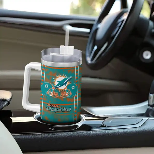 customized miami dolphins honey streaks aqua curved tumbler trendy.webp