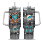 customized miami dolphins superman shield aqua gray curved tumbler best selling.webp