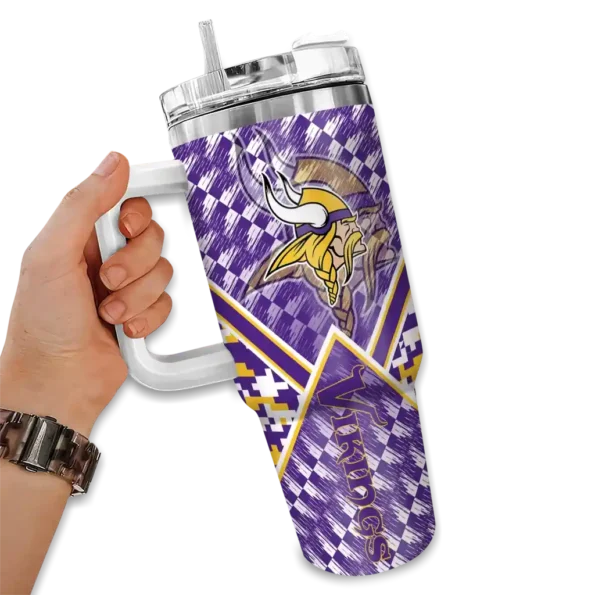 customized minnesota vikings chevron angle purple curved tumbler fashion forward.webp