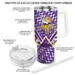 customized minnesota vikings chevron angle purple curved tumbler best selling.webp