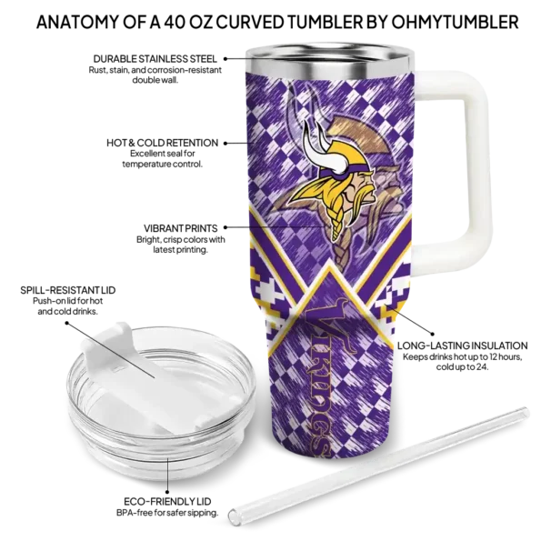 customized minnesota vikings chevron angle purple curved tumbler new arrival.webp