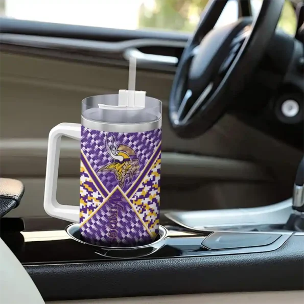 customized minnesota vikings chevron angle purple curved tumbler trendy.webp