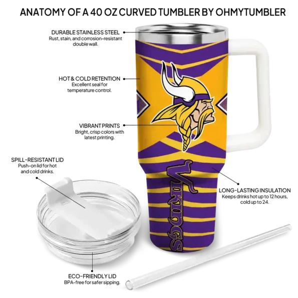 customized minnesota vikings chevron layers purple curved tumbler new arrival.webp