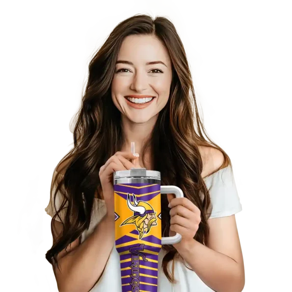 customized minnesota vikings chevron layers purple curved tumbler premium grade.webp