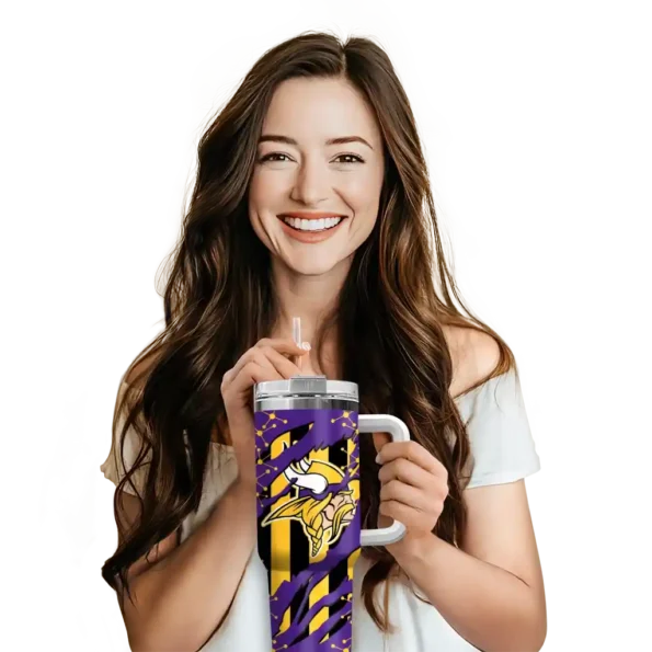 customized minnesota vikings claw cut purple black curved tumbler premium grade.webp
