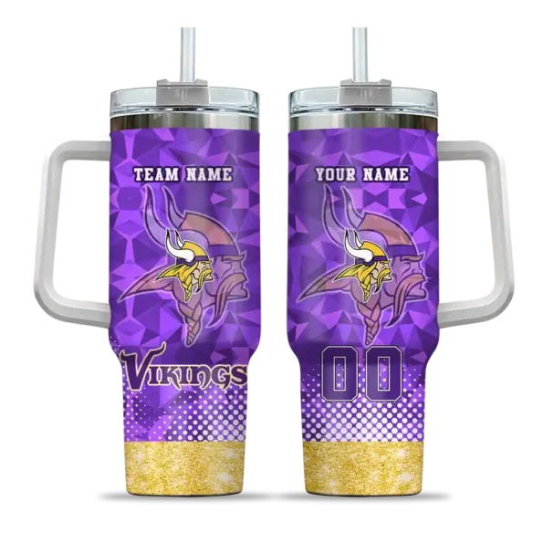 customized minnesota vikings geometric prism purple curved tumbler best selling.webp