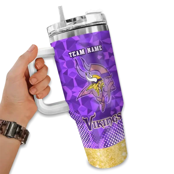 customized minnesota vikings geometric prism purple curved tumbler fashion forward.webp