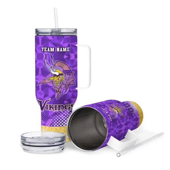 customized minnesota vikings geometric prism purple curved tumbler high quality.webp