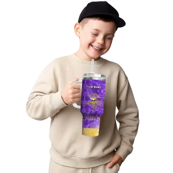 customized minnesota vikings geometric prism purple curved tumbler latest model.webp