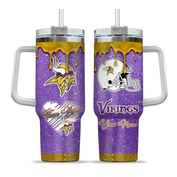 customized minnesota vikings heart helmet motif purple curved tumbler best selling.webp
