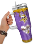 customized minnesota vikings heart helmet motif purple curved tumbler best selling.webp