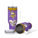 customized minnesota vikings heart helmet motif purple curved tumbler best selling.webp