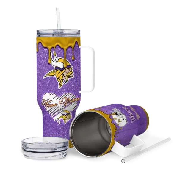 customized minnesota vikings heart helmet motif purple curved tumbler high quality.webp