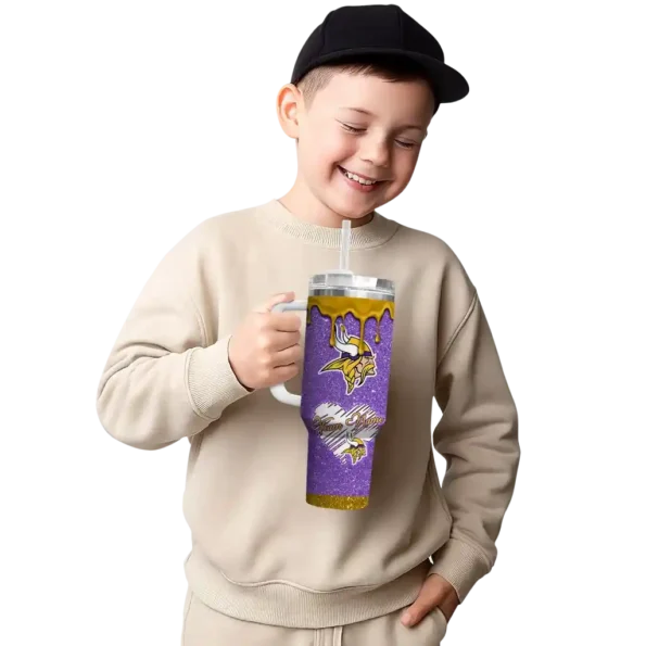 customized minnesota vikings heart helmet motif purple curved tumbler latest model.webp
