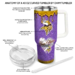 customized minnesota vikings heart helmet motif purple curved tumbler best selling.webp