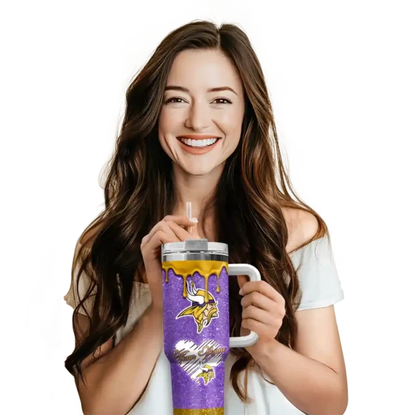 customized minnesota vikings heart helmet motif purple curved tumbler premium grade.webp
