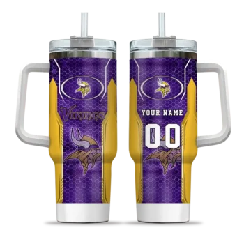 customized minnesota vikings hexagon armor purple curved tumbler best selling.webp