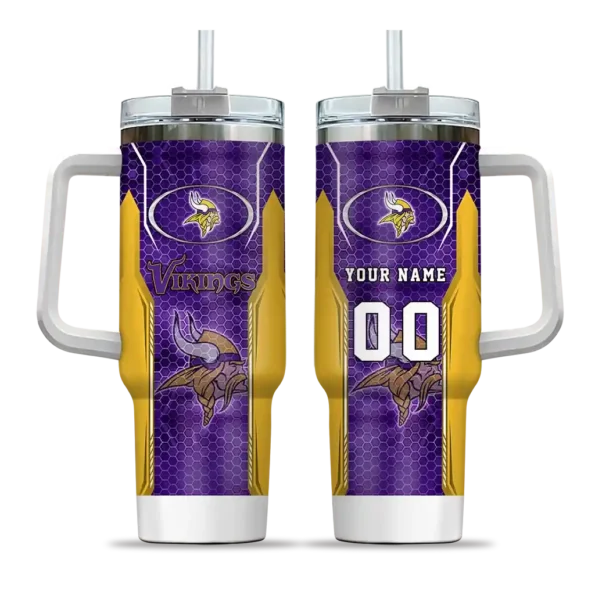 customized minnesota vikings hexagon armor purple curved tumbler best selling.webp