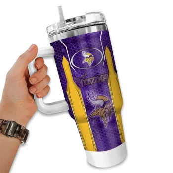 customized minnesota vikings hexagon armor purple curved tumbler fashion forward.webp