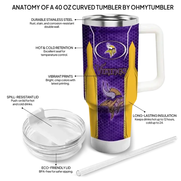 customized minnesota vikings hexagon armor purple curved tumbler new arrival.webp