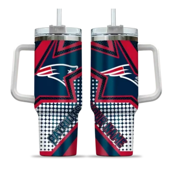 customized new england patriots arrow burst blue curved tumbler best selling.webp