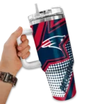 customized new england patriots arrow burst blue curved tumbler best selling.webp