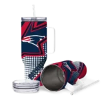 customized new england patriots arrow burst blue curved tumbler best selling.webp