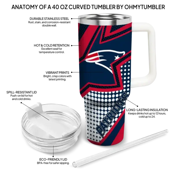 customized new england patriots arrow burst blue curved tumbler new arrival.webp