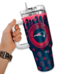 customized new england patriots bullseye drips blue curved tumbler best selling.webp