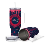 customized new england patriots bullseye drips blue curved tumbler best selling.webp