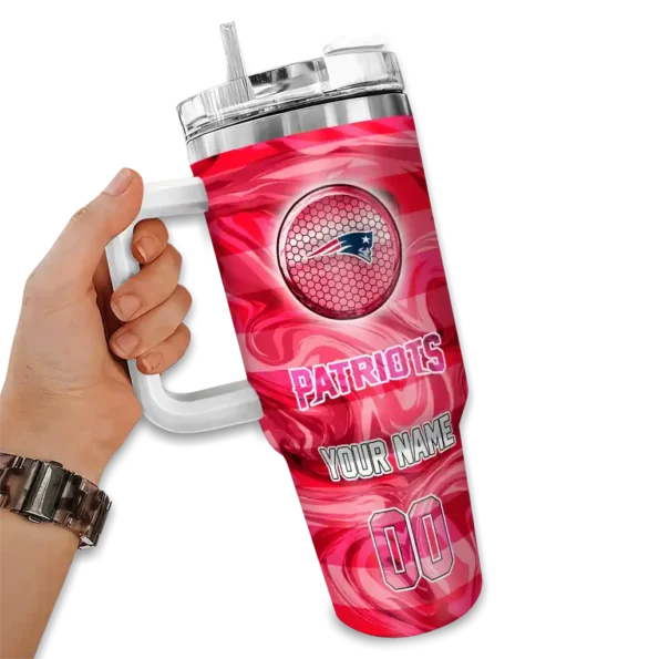 customized new england patriots marbled stripes blue curved tumbler fashion forward.webp