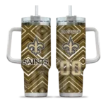 customized new orleans saints bold diamonds gold curved tumbler best selling.webp