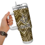 customized new orleans saints bold diamonds gold curved tumbler best selling.webp